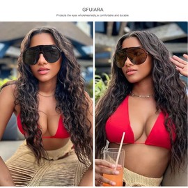 GFUIARA Trendy Oversized Sunglasses for Women Men Fashion Shield Aviator Sun Glasses UV400 Protection Goggles