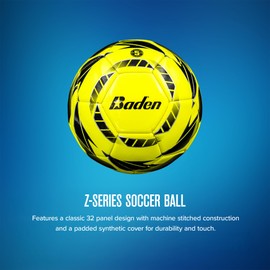 Baden Z-Series Soccer Ball | High-Performance, Durable Design for All-Season Play | Ideal for Training and Competitive Matches | Neon Yellow/White, Size 5