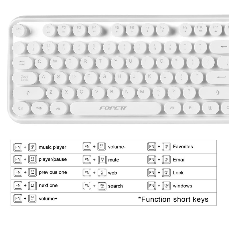 FOPETT Wireless Keyboard and Mouse Combo, 104 Keys Full-Sized 2.4