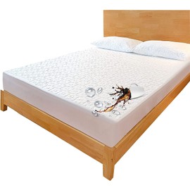 VL 100% Waterproof Single Mattress Protector - Extra Deep Fitted Bed Cover - Machine Washable - Waterproof Bed Sheet Terry Mattress Protector - Super Soft and Breathable (Single-90x190+30 cm)