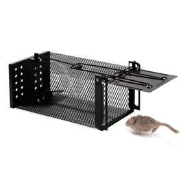 Live Trap Mouse Trap, XXL Premium Rat Trap Highly Sensitive Mouse Food Trap, Animal Friendly & Reusable Trap Suitable for Kitchen Garden Warehouse (Black)