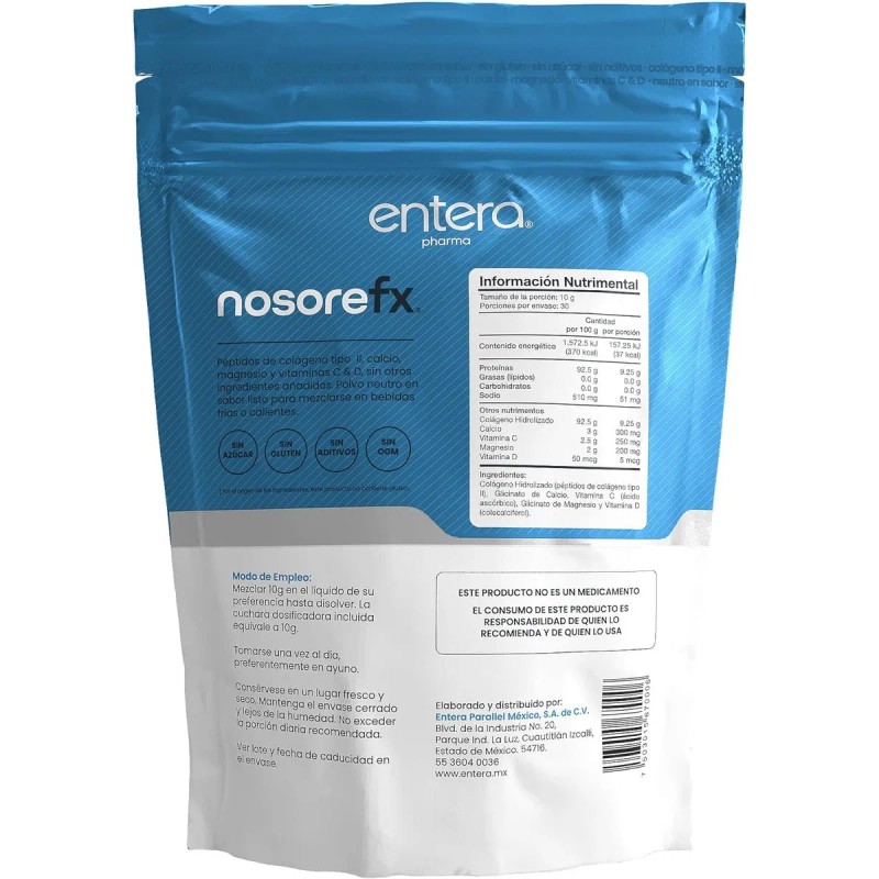 Colágeno Hidrolizado Nosorefx Entera Pharma 300g Magnesio Sabor Sin sabor
