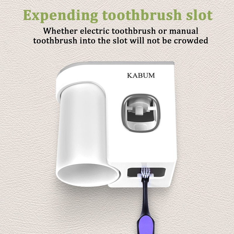 KABUM Toothbrush Holders for Bathrooms Toothpaste Dispenser - Cup Automatic