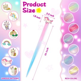 16 Pcs Hair Clips for Girls, Animal Straight Rainbow Hair Extensions for Kids, Little Girl Hair Clips Accessories for Girls Toddler Kids Ponytails