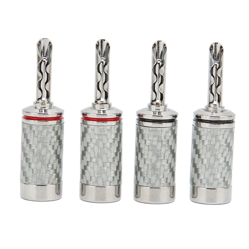 4pcs BFA Banana Plug Brass White Carbon Fiber Shell Speaker