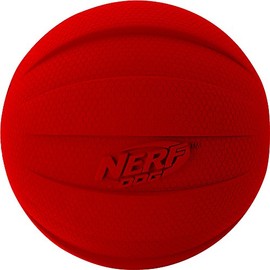 Nerf Dog Pelota de Goma para Perro con chirriador Interactivo, Ligero, Duradero y Resistente al Agua, diámetro de 4 Pulgadas para Razas Medias/Grandes, una Sola Unidad, Rojo