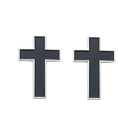 Silver Cross Lapel Pins Black Center Christian (Pkg of 2)