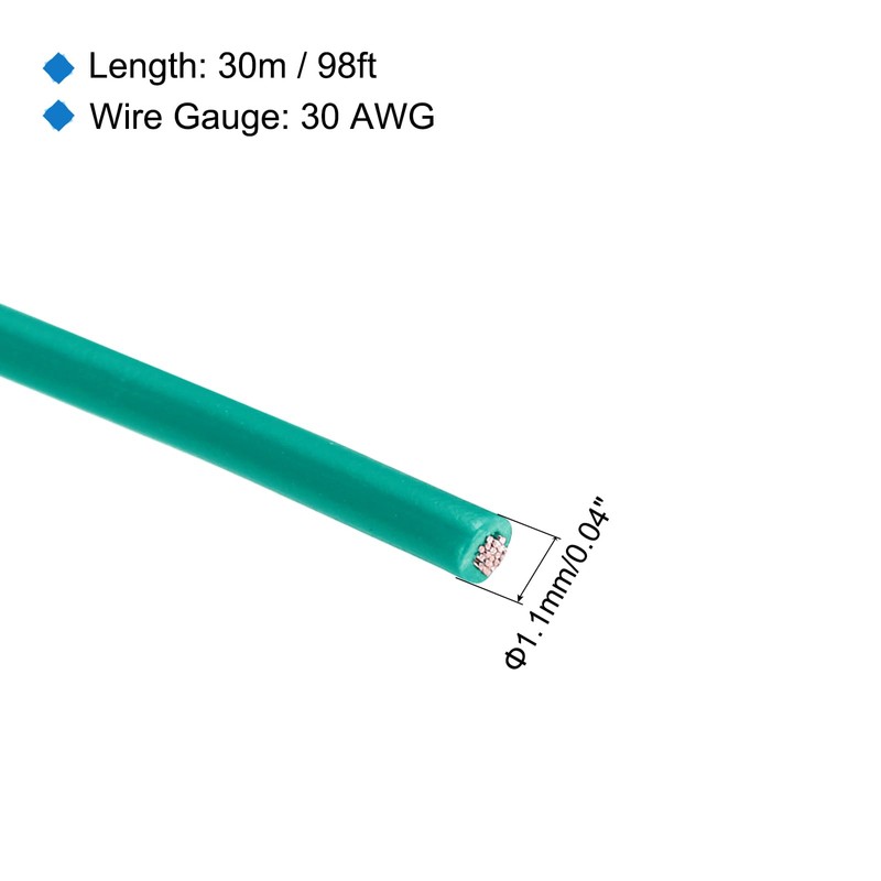 sourcing map 30AWG Stranded PVC Hookup Wire 30M/98ft Green, Electrical