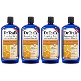 Dr Teal's Foaming Bath 4-Pack (136 fl oz Total), Glow & Radiance with Vitamin C and Citrus Essential Oils