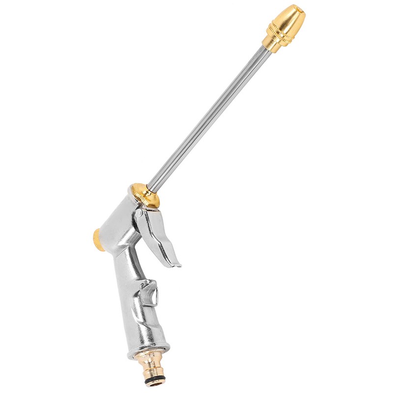 High Pressure Water Spray Gun Long Hose Brass Nozzle Adjustable