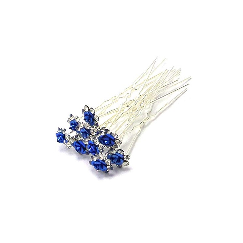 MontCherry Wedding Prom Silver Crystal Diamante Rose Flower Hair Pins