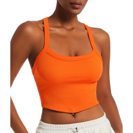 Free People Doop Womens Summer Tops Racerback Workout Tops Plus Size Crop Tops for Women Orange, M/L