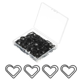 PATIKIL 100pcs Paper Clip, Heart Style Paper Clip Small Cute Rust-Proof Metal Strong Durable Bulk for Office Home, 23mm, Black