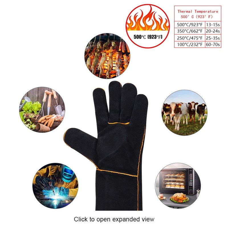 Welding Gloves, Heat Resistant Fire Proof Gauntlets, Fireside Gloves for