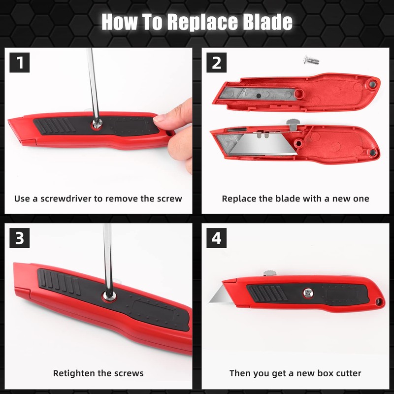 DIYSELF 2 Pack Box Cutter Retractable, Box Opener Tool Exacto