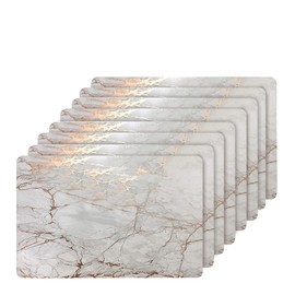 Dainty Home Marble Place Mats, Washable Placemats in Rose Gold, 12" x 18" Set of 8, Heat Resistant Placemats, Non Slip, Table Mat, Table Placemats, for Kitchen Placemats, Dining Placemats, Decoration