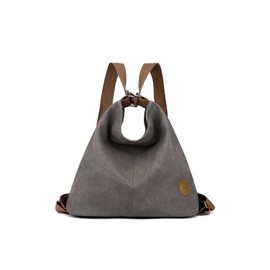 CORIOS Women Backpack Canvas Shoulder Bag Casual Daypacks Handbag Large Capacity Top Handle Bag Multifunction Tote Bag for Travel Shopping Work Daily Grey