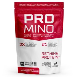 Promino Drink Mix, Post Workout Plant-Base Protein Powder- Raspberry, 30 Servings