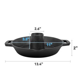 Charkettle Cast Iron Poultry Roaster Insert, Beer Can Chicken Holder with Roasting Pan, Gourmet BBQ System Vertical Roaster Stand Grilling Accessories Rack for 22" Kettle Grills/Oven/Smoker
