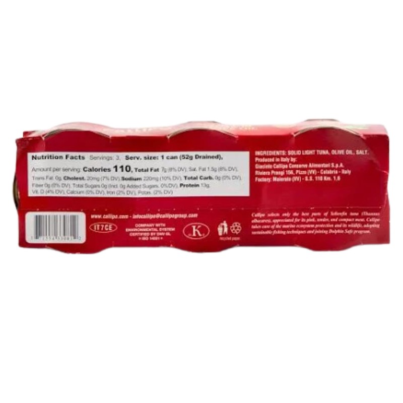 Italian Canned Tuna in Olive Oil Callipo 2.8 Oz (Pack
