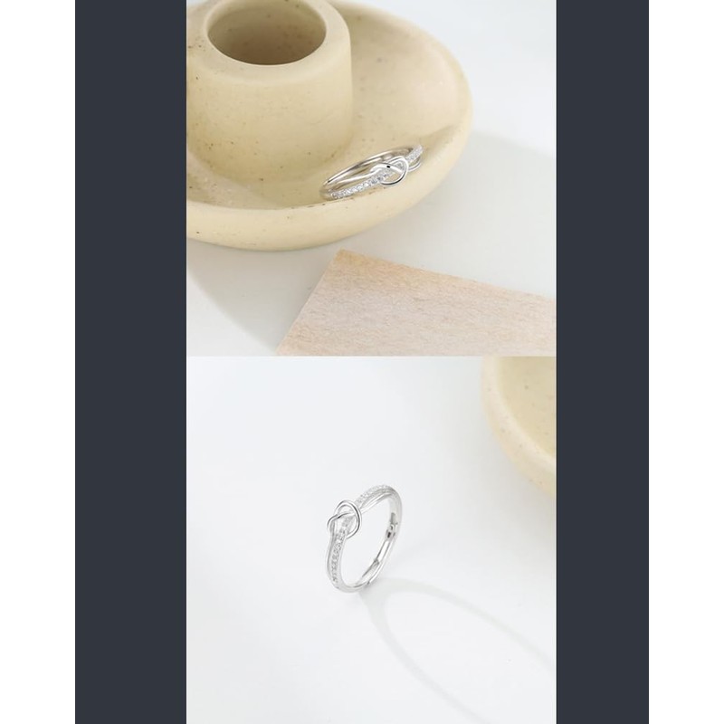GEJ-Tech Women's Knot Ring, Silver Ring, One Size Fits Most