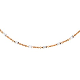 Tuscany Silver Women's Sterling Silver 1.2 mm Two-Tone Bugle Trace Chain Necklace of Length 51 cm/20 Inch