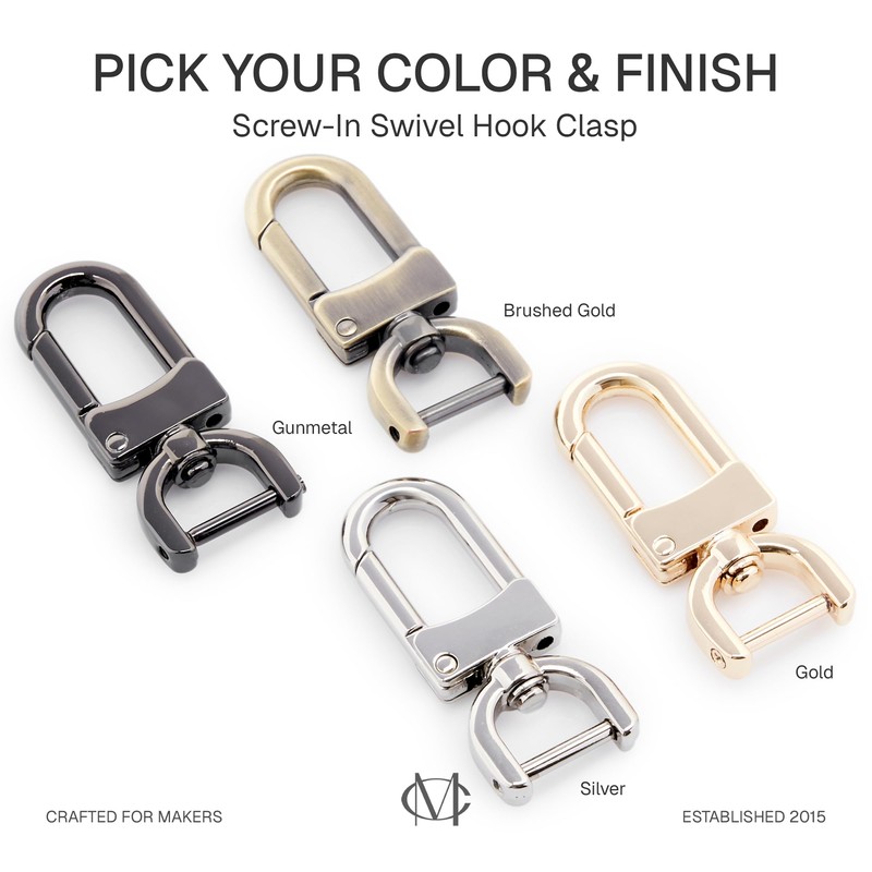 CRAFTMEMORE 2pcs Detachable Snap Hook Swivel Clasp w/Screw Bar VT99