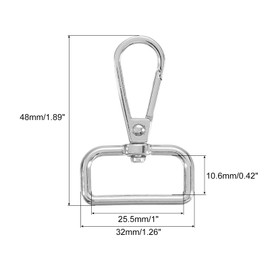 sourcing map 15Pcs Swivel Clasps, 1 Inch D Ring Lobster Clasp Claw Metal Push Gate Snap Hook for Purse Making Keychain Belt Strap, Silver