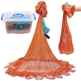 Ghanneey Fishing Cast Net Throwing Fishing Net with Zinc Plated Weights for Bait Trap Fish Heavy Duty Casting Net Saltwater and Freshwater, 7FT Radius Size