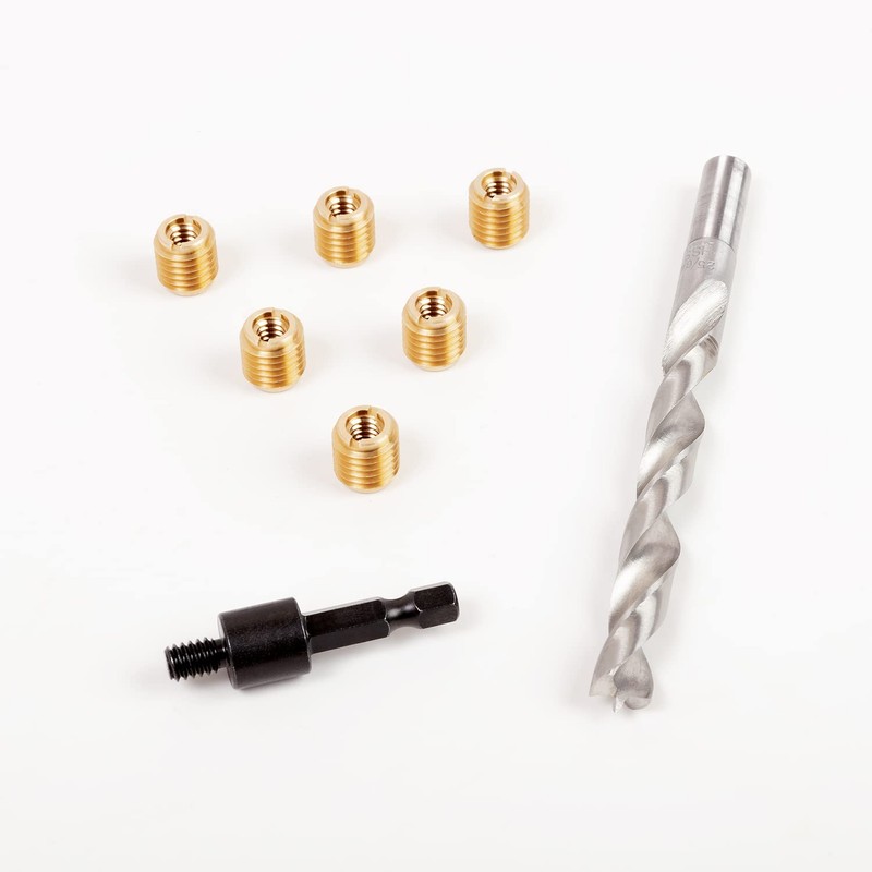 E-Z LOK 400-M6 Threaded Inserts for Wood, Installation Kit, Brass,