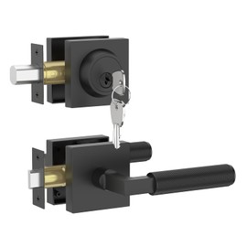 Asidrama Premium Black Zinc-Alloy Front Door Lock Set: Double Cylinder Deadbolt, Heavy Duty Security Handleset for Left/Right Exterior Doors, Universal Entry Locks (2 Pack)