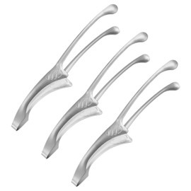 M METERXITY 3 Pcs Korean and Japanese BBQ Tongs 10 Inch Barbecue Tongs 304 Stainless Steel Kitchen Self-Standing Grill Non-Slip for Grill/Salad/Camping/Cooking [Silver]