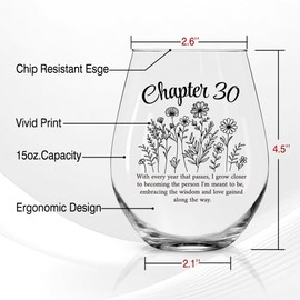 Perfectinsoy Chapter 30 Stemless Wine Glass, Time Commemorative 30th Wine Glass, Motivational 30th Birthday Gifts for Men Women Friends Coworkers Sister Brother Congratulation Party