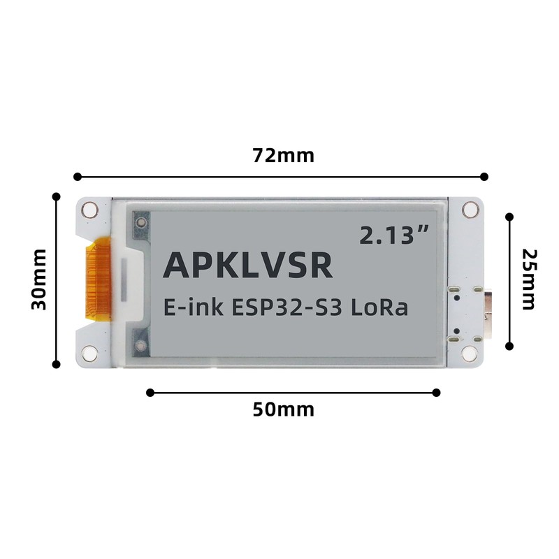 APKLVSR 2.13 Inch E-Ink LoRa Display Module, ESP32-S3 LoRa USB