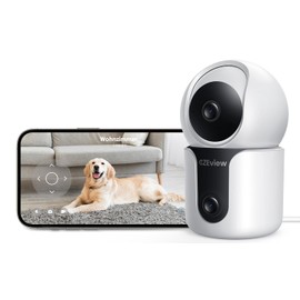 CZEview Indoor Surveillance Camera with 2K + 2K Dual Lenses, Night Vision, 2.4 & 5 GHz WiFi Camera Indoor Surveillance, 360° Dog Camera, Pet Camera with App, Indoor Camera (Black and White)