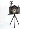 Large Metal Vintage Camera and Tripod Quartz Mantel Clock