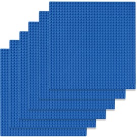 Classic baseplates, 25.5 x 25.5 cm, Building Block baseplates, Compatible with All Major Brands, baseplates for Construction, 6 Packs (Blue).
