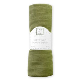 SwaddleDesigns Cotton Muslin Swaddle Blanket, Receiving Blanket for Baby Boys & Girls, 46x46 inches, Green Turtle