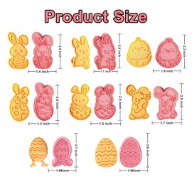 Cerlaza Easter Cookie Cutters, 8 Styles Holiday Biscuit Fondant Cookie Cutters Easter Party Decorations Supplies Favor, Easter Eggs Bunny Cookie Cutter Mold Embossed for Kitchen Baking Tools