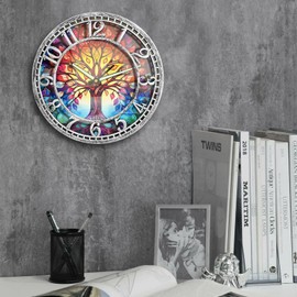 WANGIRO Tree of Life Wall Clock 12inch Silent Movement Clock Precise Timekeeping Wall Clock Ideal for Living Rooms Bedrooms Offices for Home Decor Enthusiasts Antique Silver