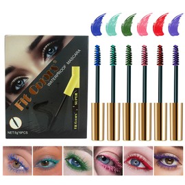 FantasyDay Smudge-Proof Colorful Mascara Set Liquid Lash Extensions Cosmetics, 6 Pcs Washable Volumizing Lengthening Defining Curling No Clumping Mascara Premium Xmas Eye Makeup Gift Set