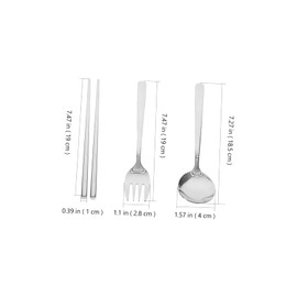 FUNOMOCYA Portable Stainless Steel Cutlery Set Case 3-Piece Spoon Fork and Chopsticks for Travel Camping and Lunch Reusable Utensil Set