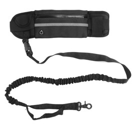 Dog Running Leash Belt Bag Hands Free Reflective Elastic Flexible Waist Dog Running Leash for Outdoor Pet Supplies Black