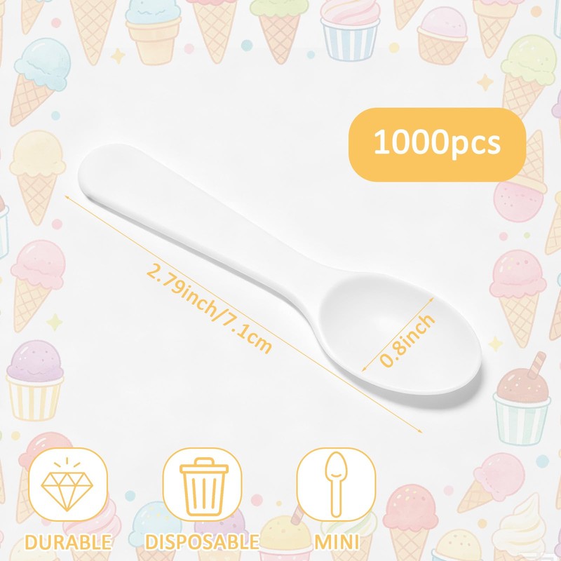 1000 PCS Mini Tasting Spoons 3 Inch Disposable Small Taster
