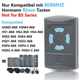 868.3 MHz Garage Door Opener, Handheld Transmitter for Hörmann, Garage Door Remote Control, Compatible with Hörmann HSM2 HSM4 HS1 HS2 HS4 HSE2 HSE4 HSZ1 HSZ2 HSP4 HSP4-C HSD2-A HSD2-C, Includes 2