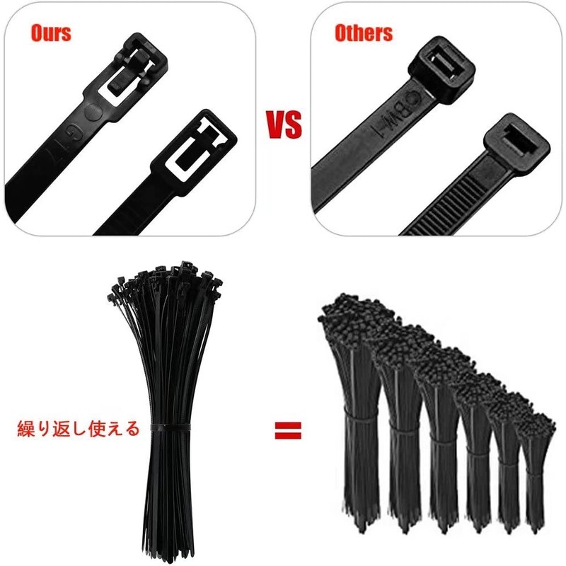 Hymyily Zip Ties, Repeat Type, Repeatable, Unlock Type, Tie Wraps,