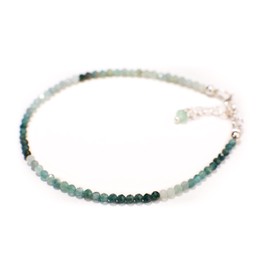 Natural Grandidierite 2.5mm Faceted Micro Diamond Cut Multi Shaded Round in 925 Sterling Silver Bracelet with 1" Extension, Rare Special Gift (8.5")