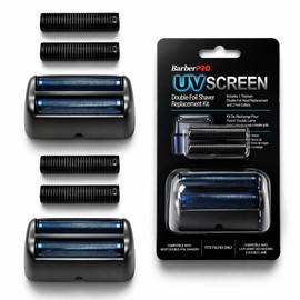 Replacement Foil and Cutter for BaBylissPRO UV Double Foil Shavers - Hypoallergenic Extra-close Shaver Replacement Head,for use with UV Foil Shavers ONLY (Gray 2 PACK（FXLRF2）)