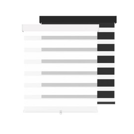 Cordless Zebra Blinds for Windows (34" W X 72" H, White) Free-Stop Zebra Roller Shades Dual Layer Light Filtering Privacy for Day and Night, Light Control for Home, Bedroom, Office