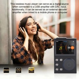16GB HiFi MP3 Player with Bluetooth5.3, Lossless DSD DAC FLAC Digital Audio Music Player, High-Res Portable Music Player with 2.4 Inch HD Screen, 10H Playtime, for Travel